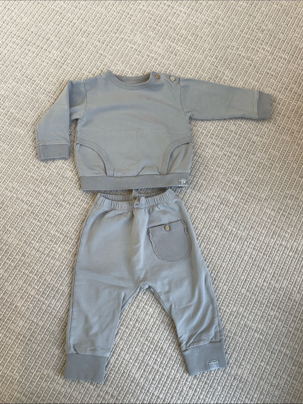 Light Gray Kids Sweatshirt & Jogger Set - Unbranded